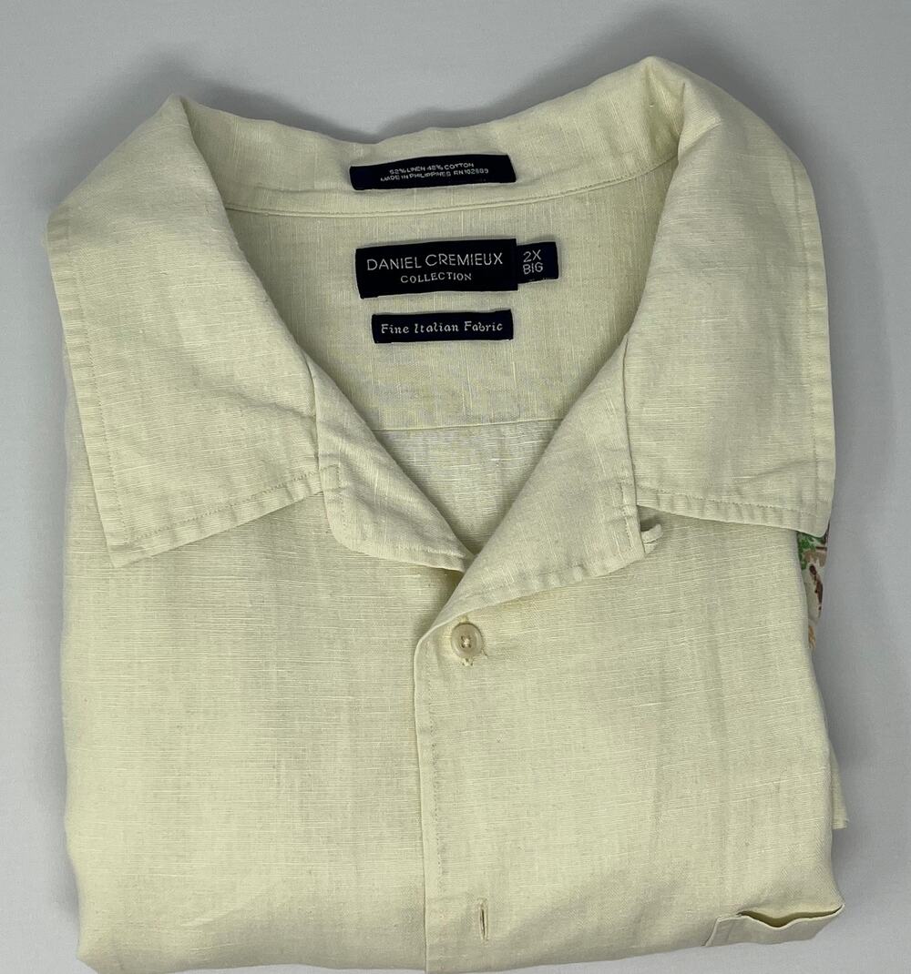 Daniel Cremieux Collection Big and Tall Men's Dress Shirt size 2XL Linen Blend